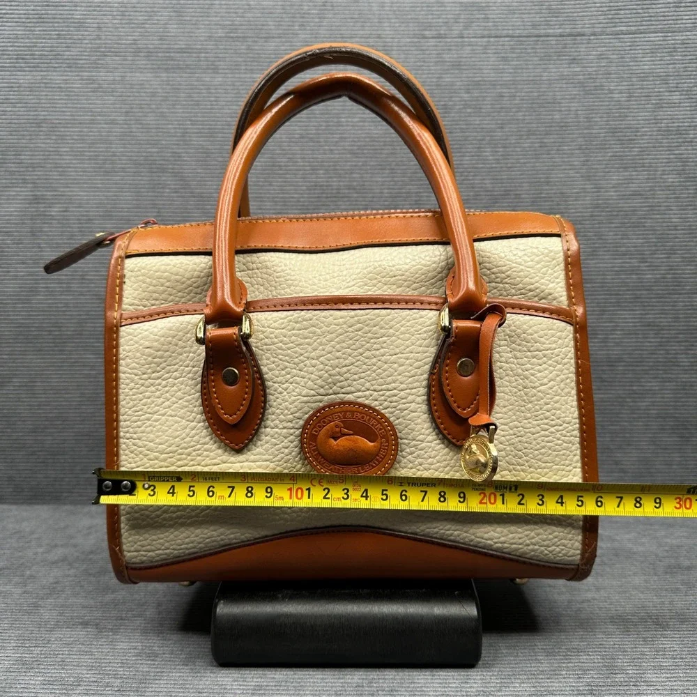 Dooney & Bourke Vintage All Weather Leather Satchel Cream Tan Doctor Bag Handbag